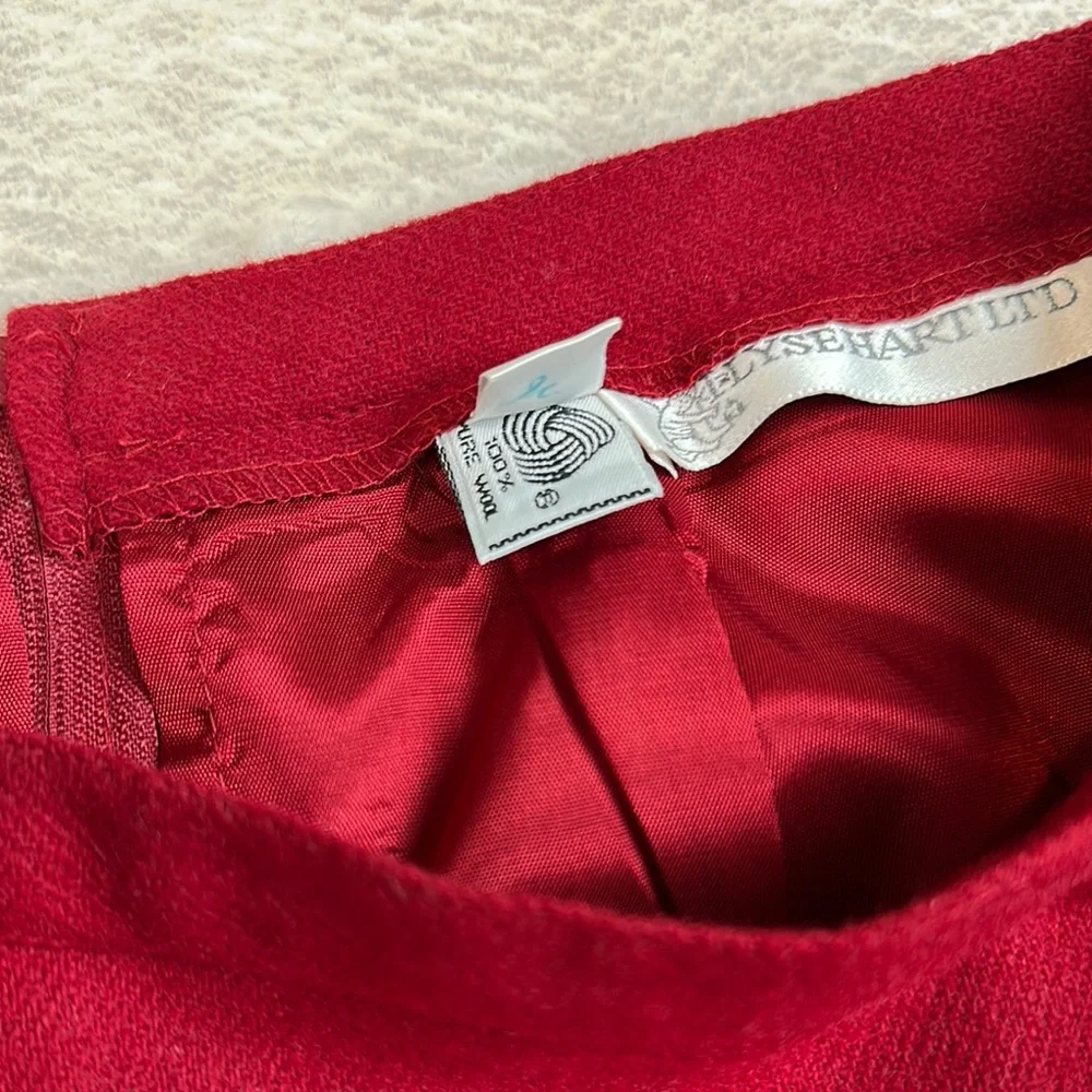 Red Midi Pencil Skirt for Cocktail 100% Pure Wool